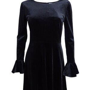 CECE  Women's 1307 Black Velvet Bell Sleeve Fit + Flare